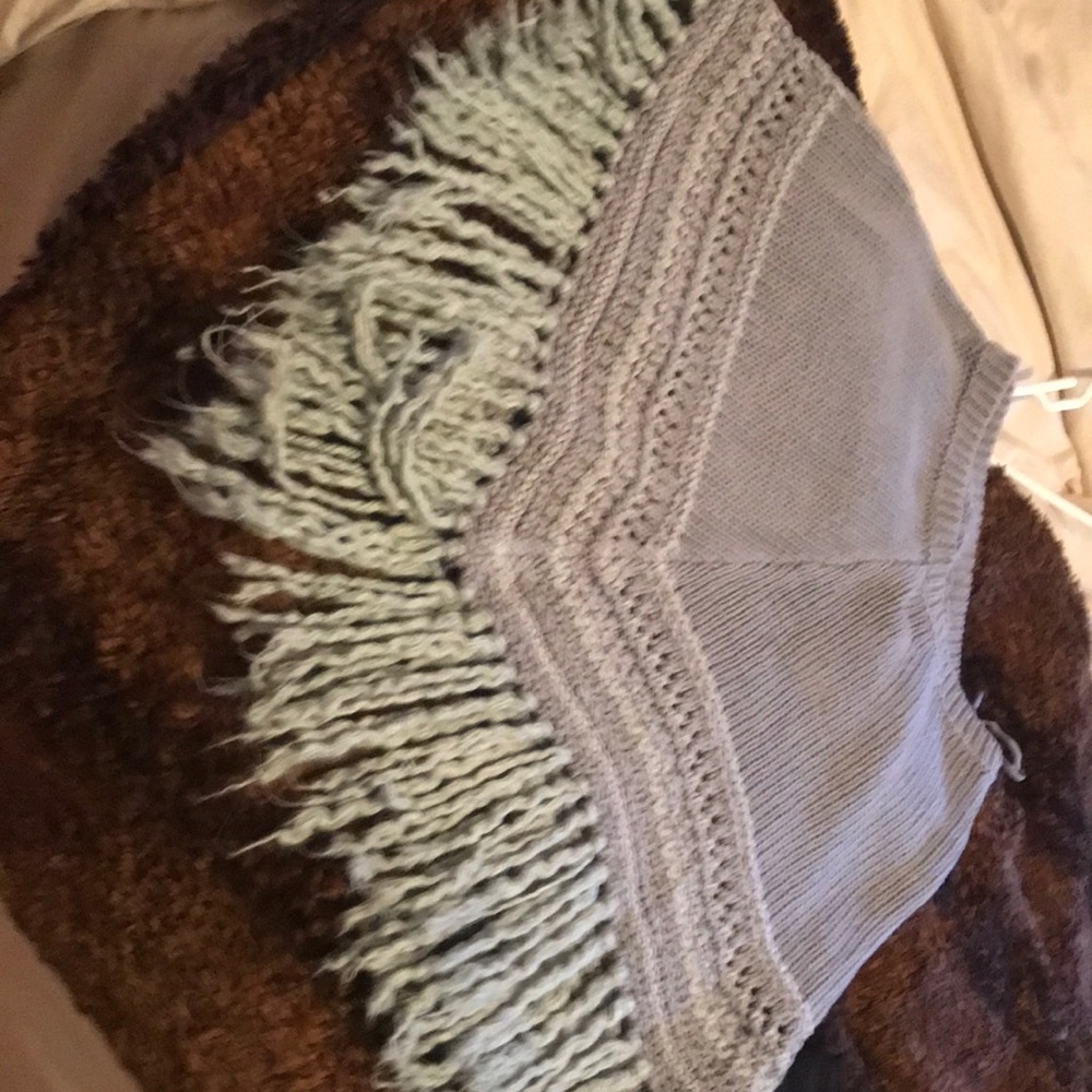 Grey sweater poncho